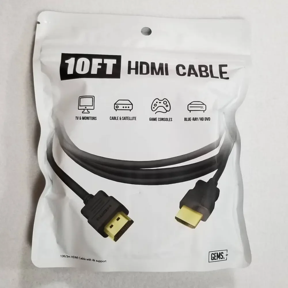 Gems Black 10FT 60HZ, 2160p HDMI Cable, New
